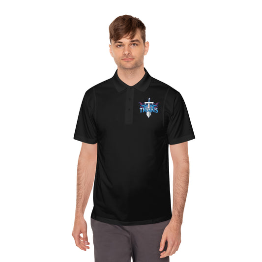 Fan wearing Titans polo with graphic