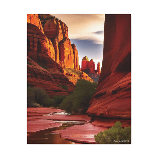 Tall red rock canyon walls