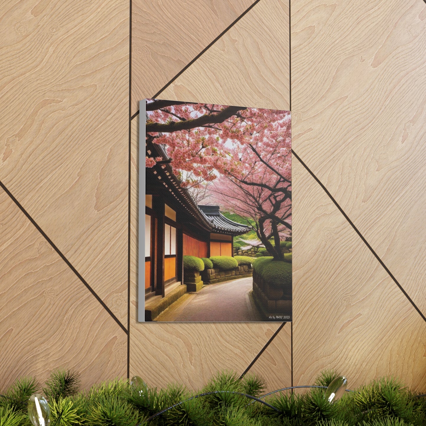 Blossom Serenity: Japanese House Canvas Art