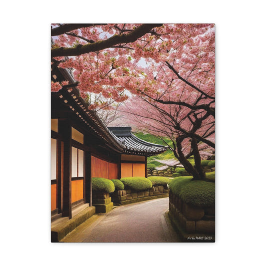 Blossom Serenity: Japanese House Canvas Art