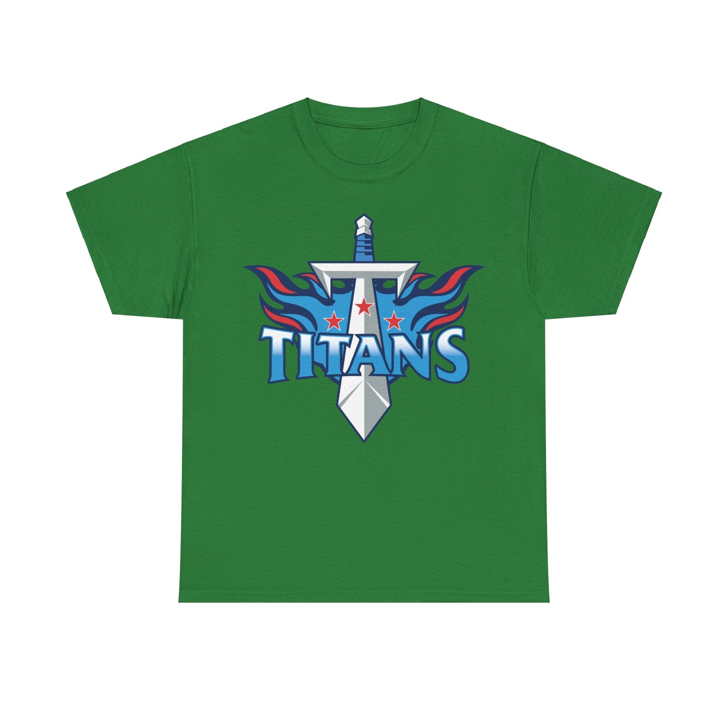 Flames and sword on Titans apparel