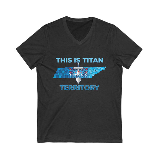 V-neck t-shirt with Titan Territory text