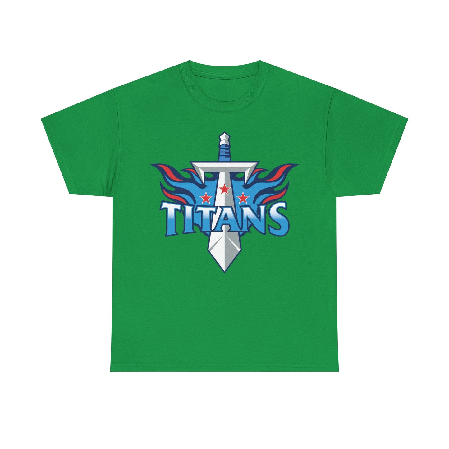 Sword and flames logo on Titans shirt