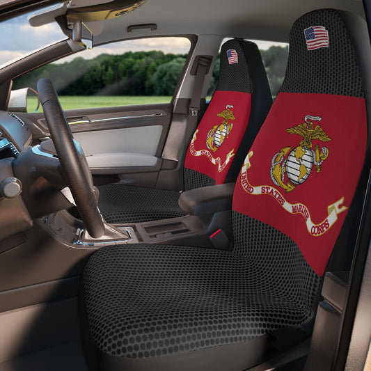 U.S. Marine Corps Black Polyester Car Seat Covers