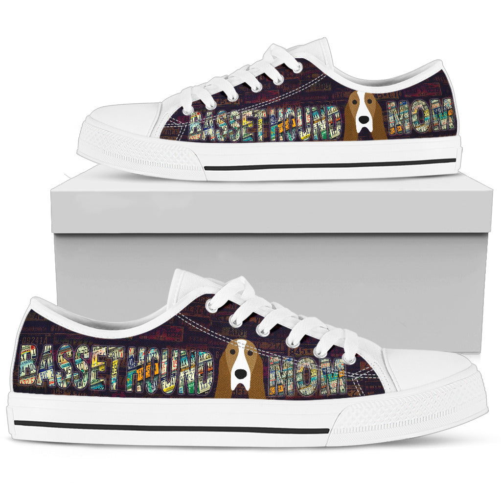 Women's Low Top Canvas Shoes For Basset Hound Mom