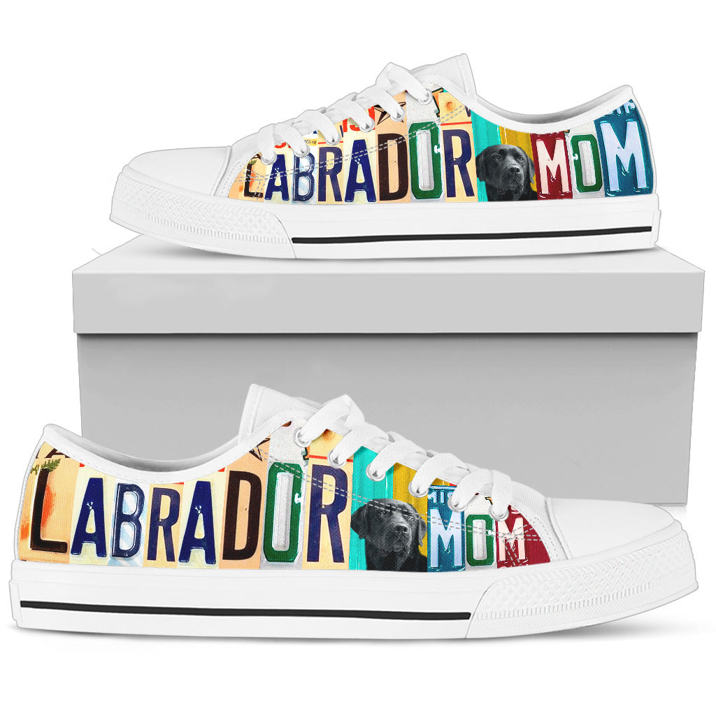 Women's Low Top Canvas Shoes For Black Labrador Mom