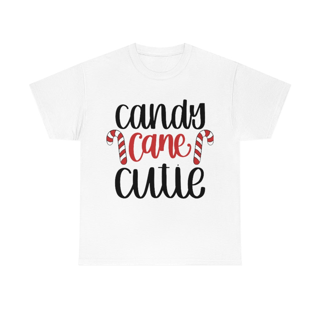 Camiseta de algodón pesado unisex Cutie de bastón de caramelo de Navidad