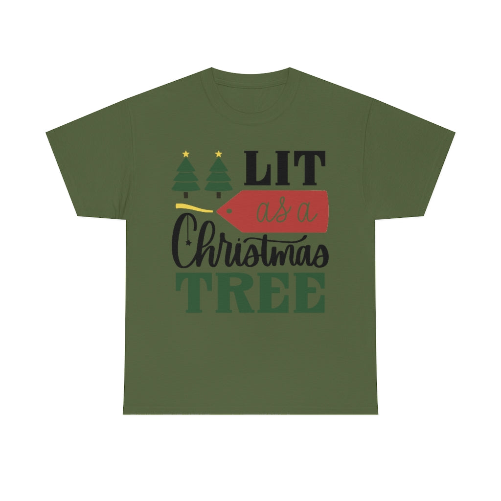 Christmas Lit as a Christmas Tree Unisex Heavy Cotton Tee