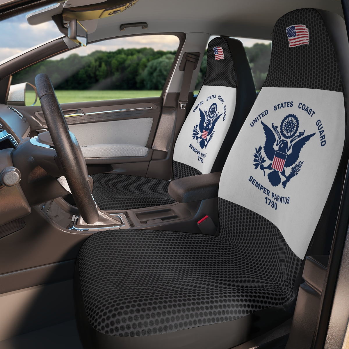 U.S. Coast Guard Black Polyester Car Seat Covers