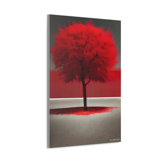 Red leafed tree standing alone