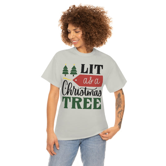 Christmas Lit as a Christmas Tree Unisex Heavy Cotton Tee