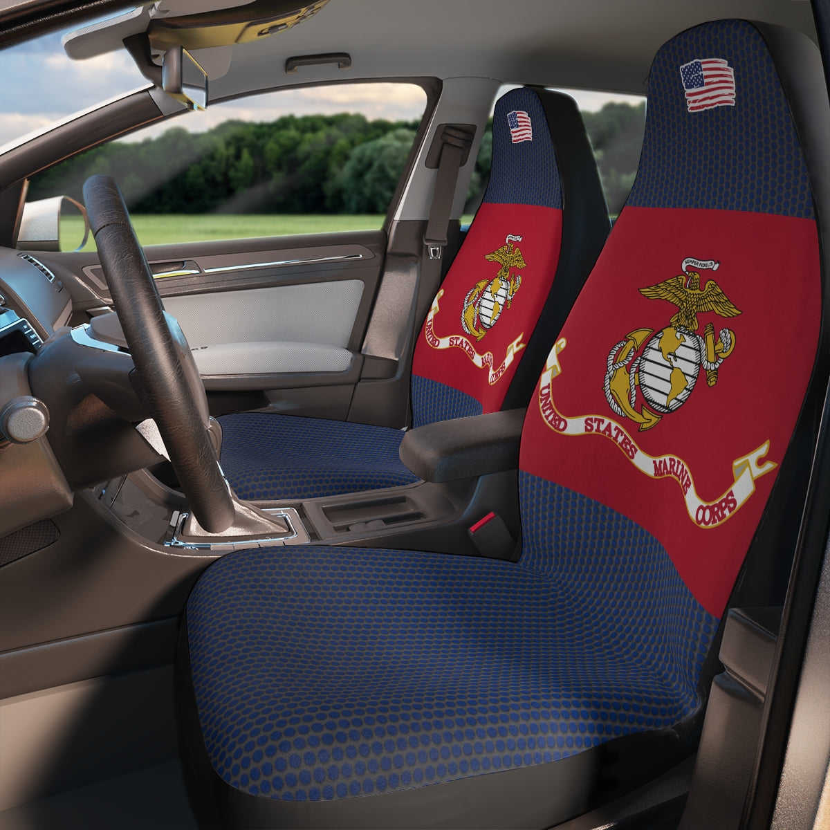 Fundas de asiento de coche de poliéster azul oscuro del Cuerpo de Marines de EE. UU.