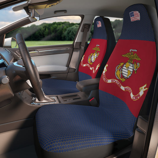 U.S. Marine Corps Dark Blue Polyester Car Seat Covers
