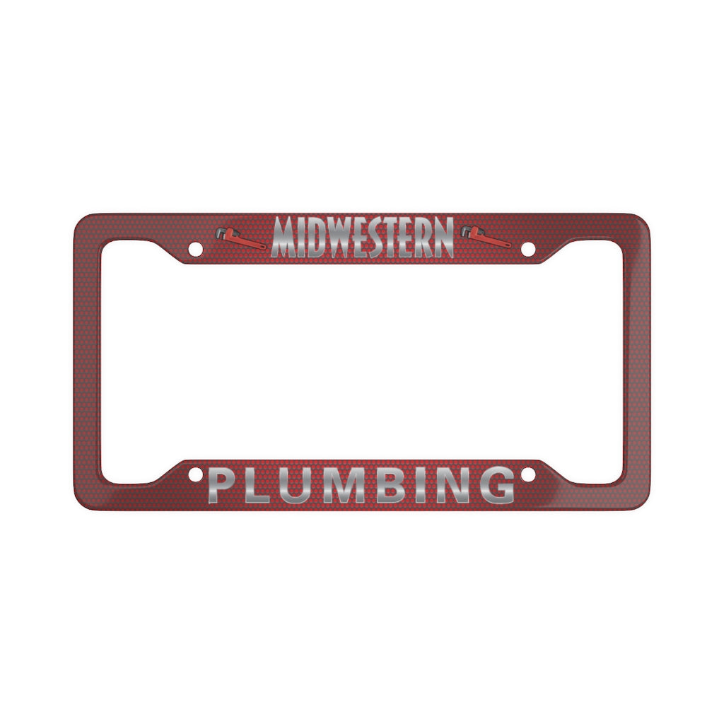 Midwestern Plumbing Red License Plate Frame