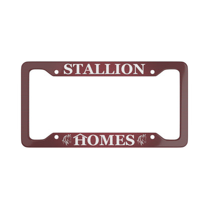 Stallion Homes Dark Red License Plate Frame