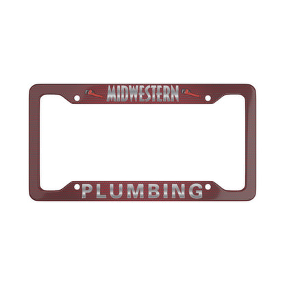 Midwestern Plumbing Dark Red License Plate Frame