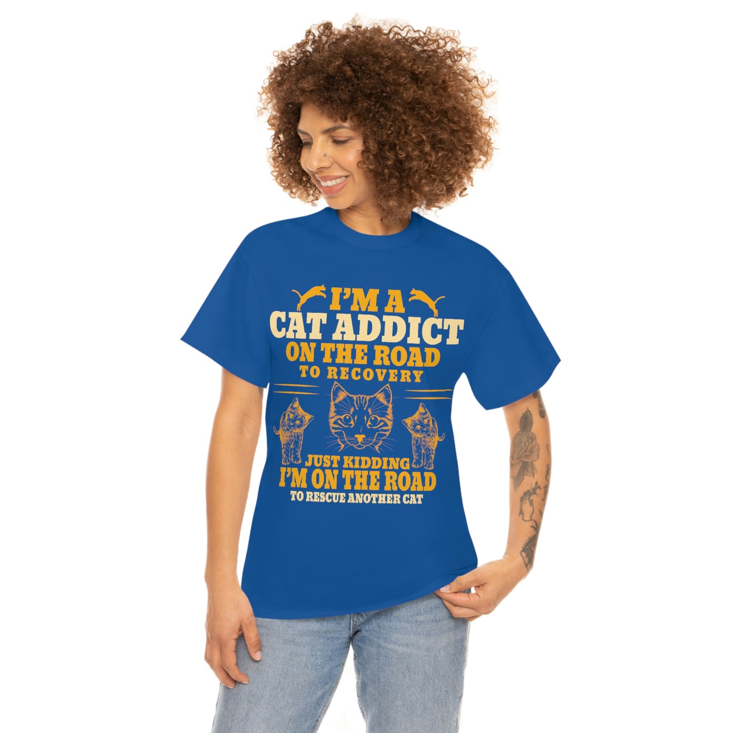 Soy una camiseta de algodón adicta a los gatos
