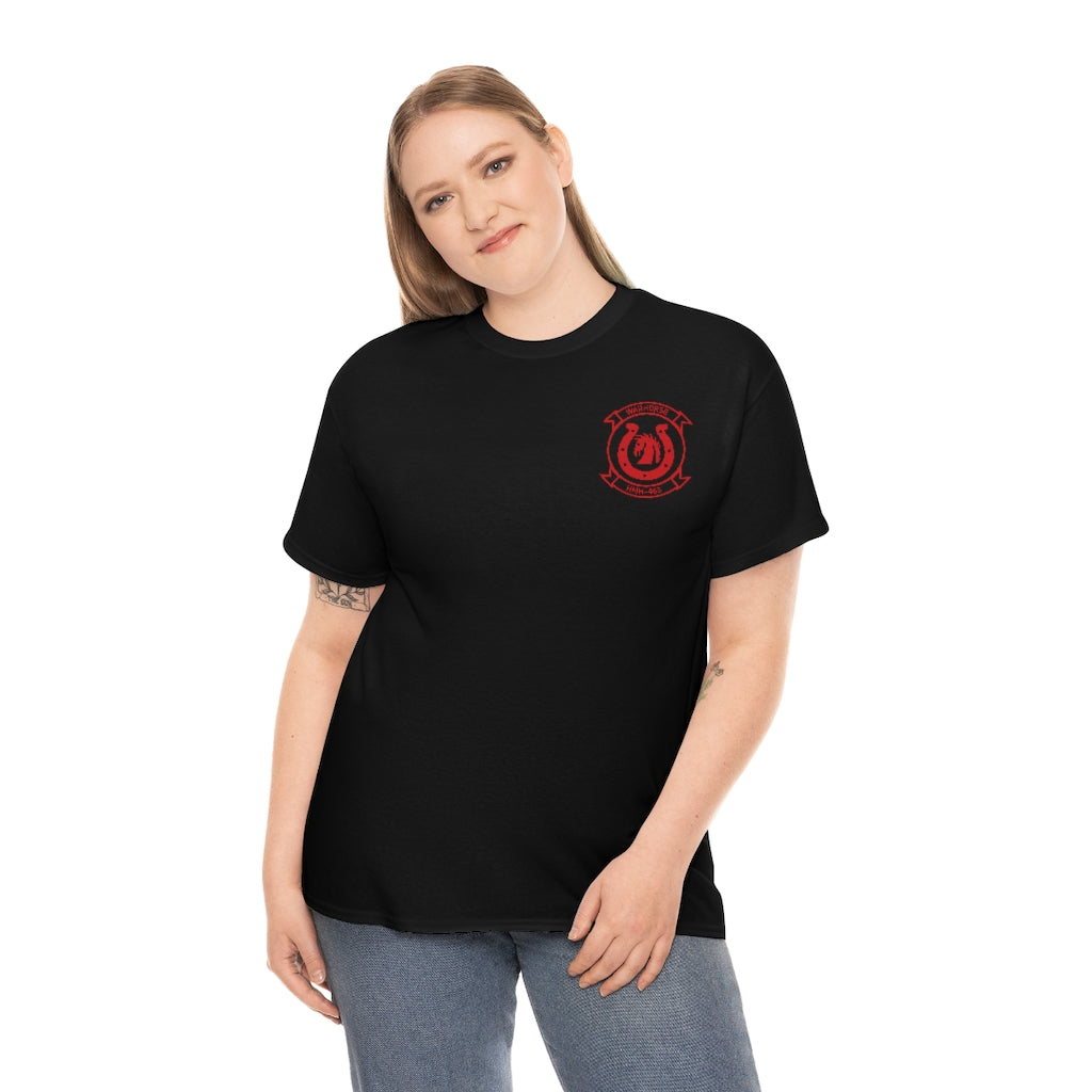 HMH-465 You Call We Haul (logotipo 2) Camiseta de algodón pesado unisex