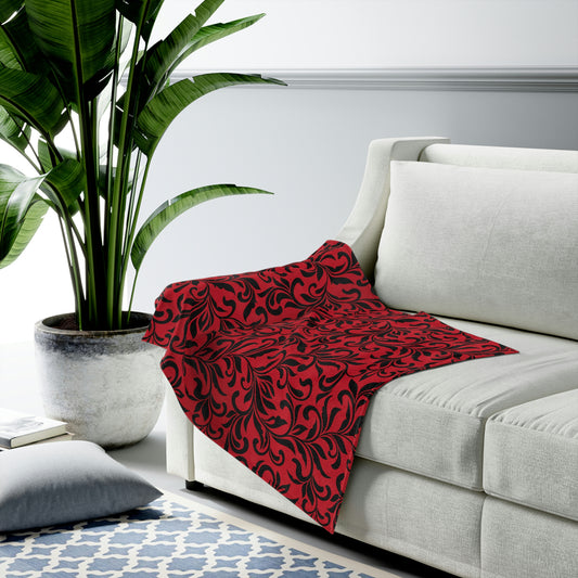 Dark Red Velveteen Plush Blanket