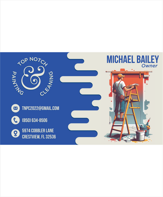 Top Notch Painting & Cleaning Business Cards, 2" x 3.5"