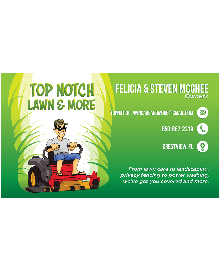 Top Notch Lawn & More Business Cards, 2" x 3.5"