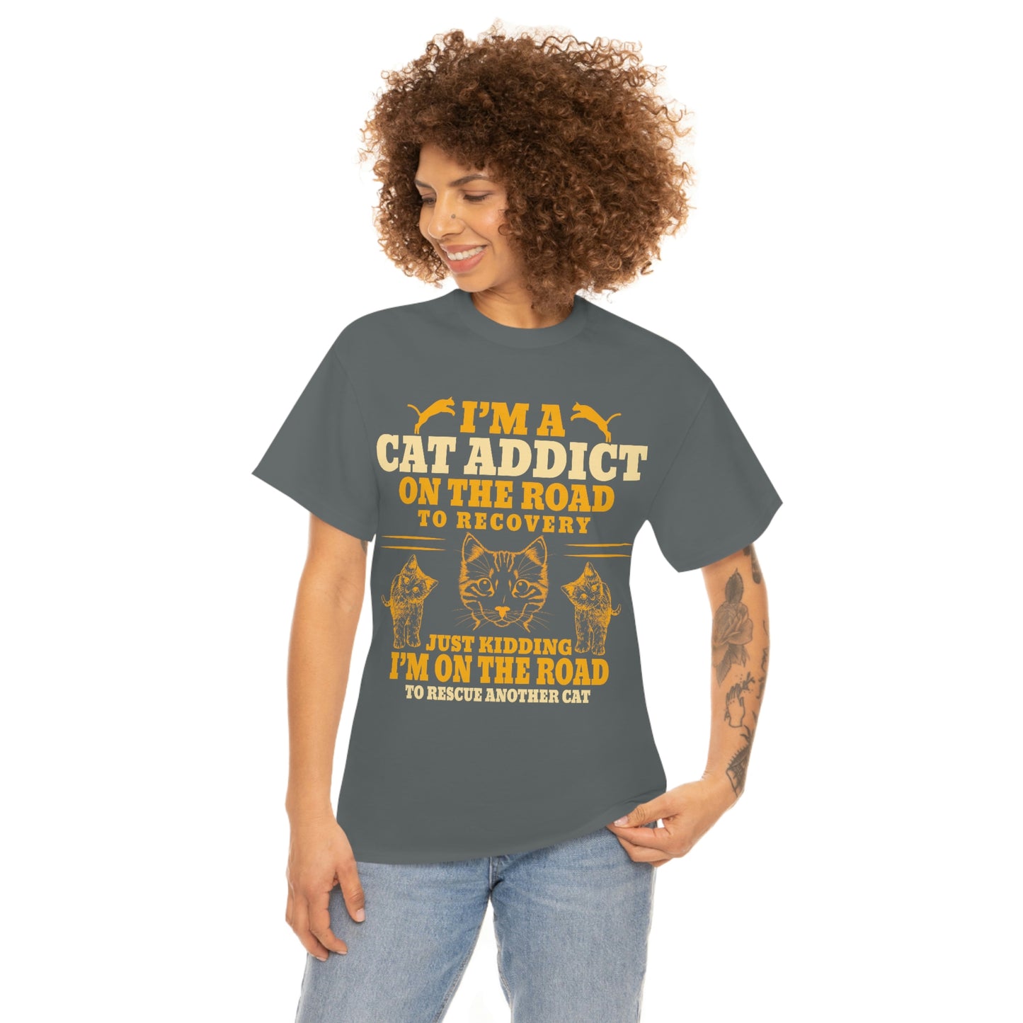 Soy una camiseta de algodón adicta a los gatos