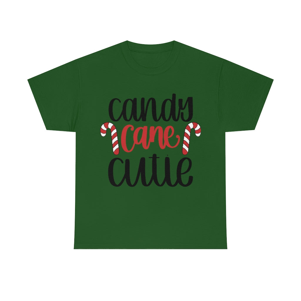Camiseta de algodón pesado unisex Cutie de bastón de caramelo de Navidad