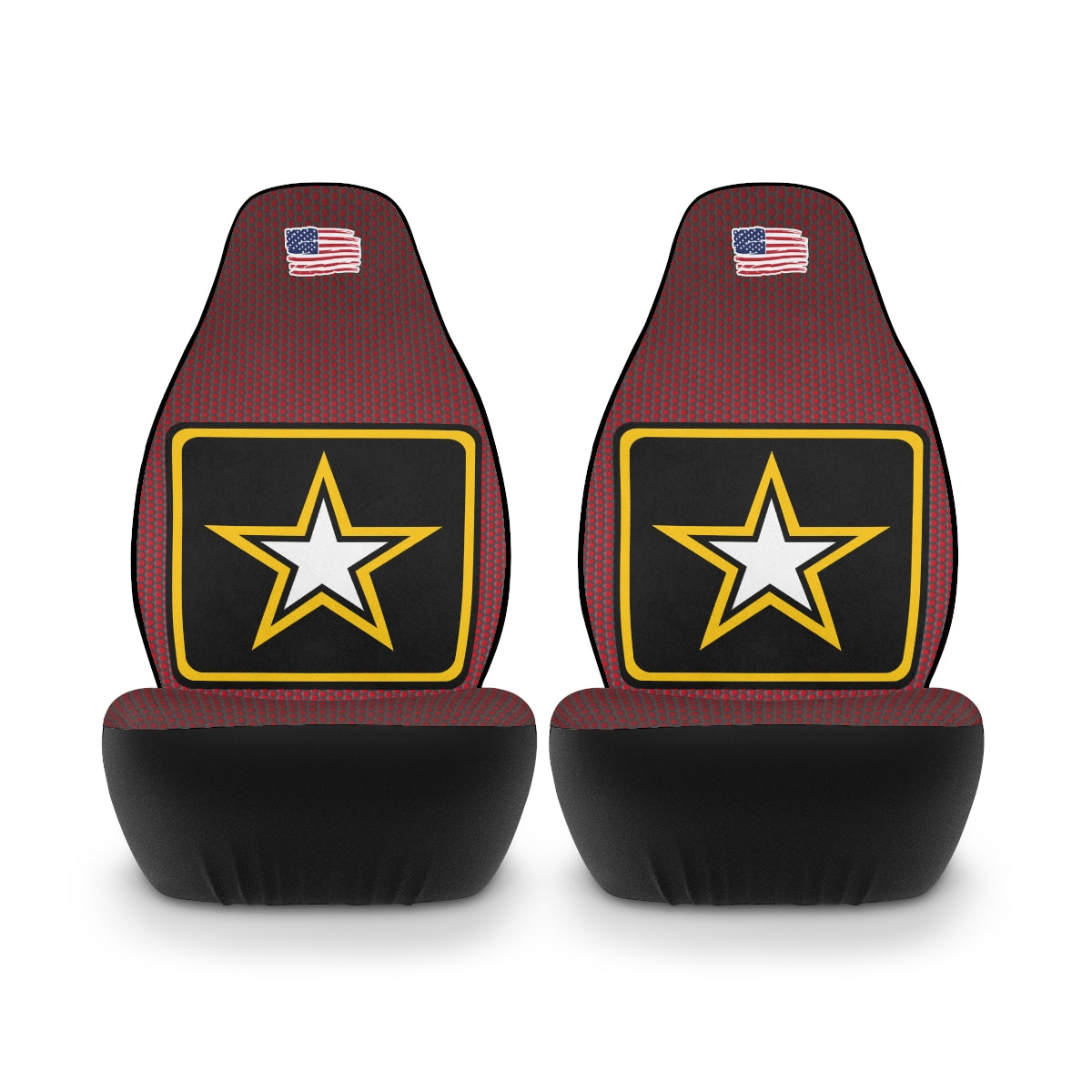 Fundas de asiento de coche de poliéster rojo oscuro del ejército de EE. UU. (logotipo 2)