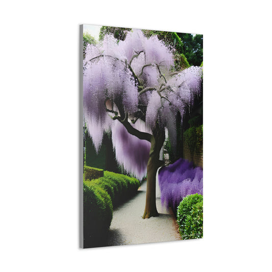 Digital art of purple tree on a path