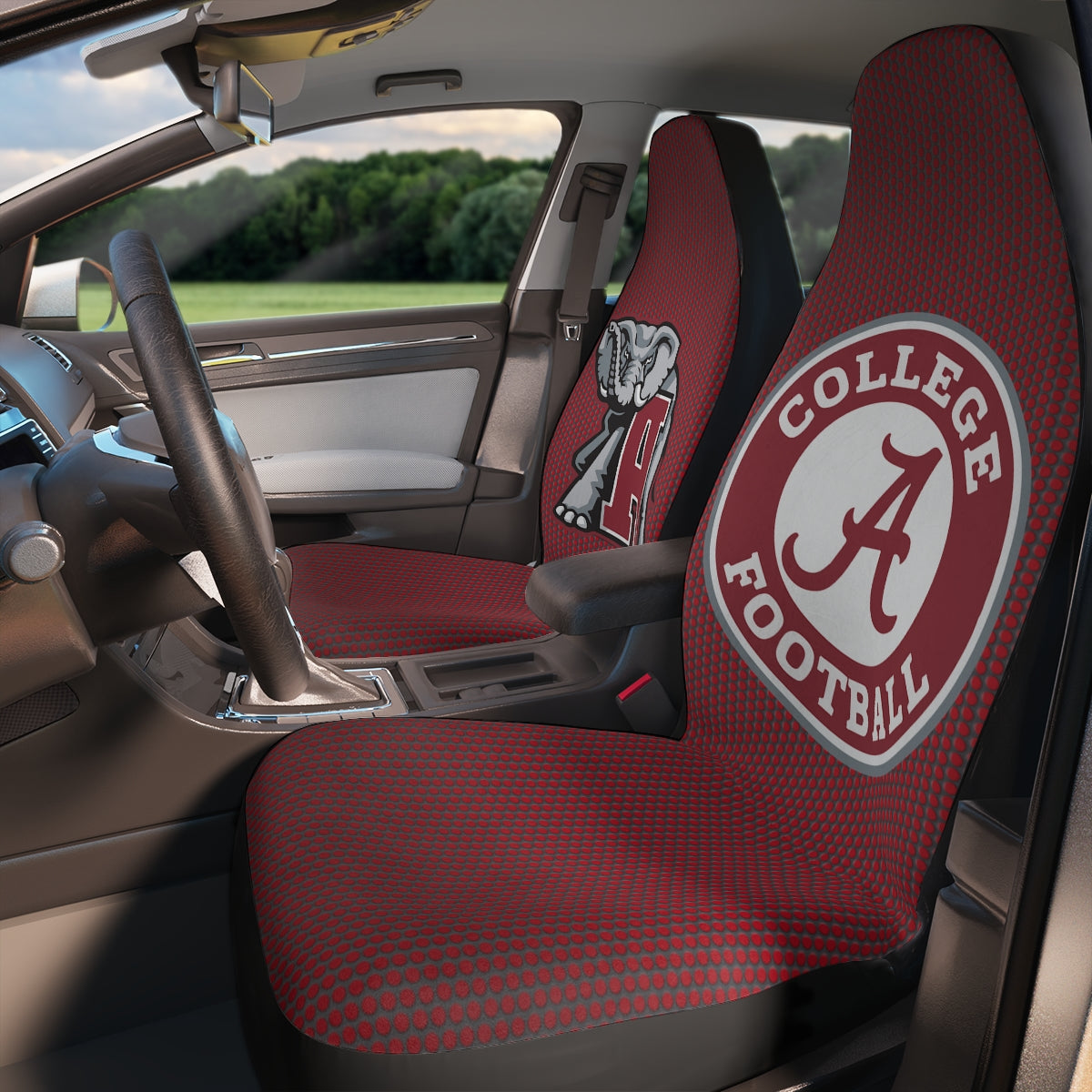 Alabama Car Seat Covers: Show your team pride on the road! Stylish, durable protection for your car seats. Roll with Crimson Tide spirit! 🏈🚗
