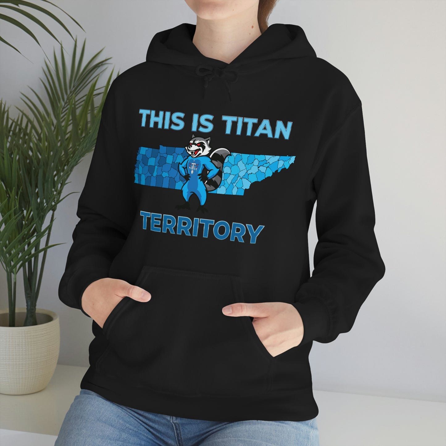 Tennessee Titans with racoon Front Side Only Heavy Blend™ Hooded Sweatshirt
